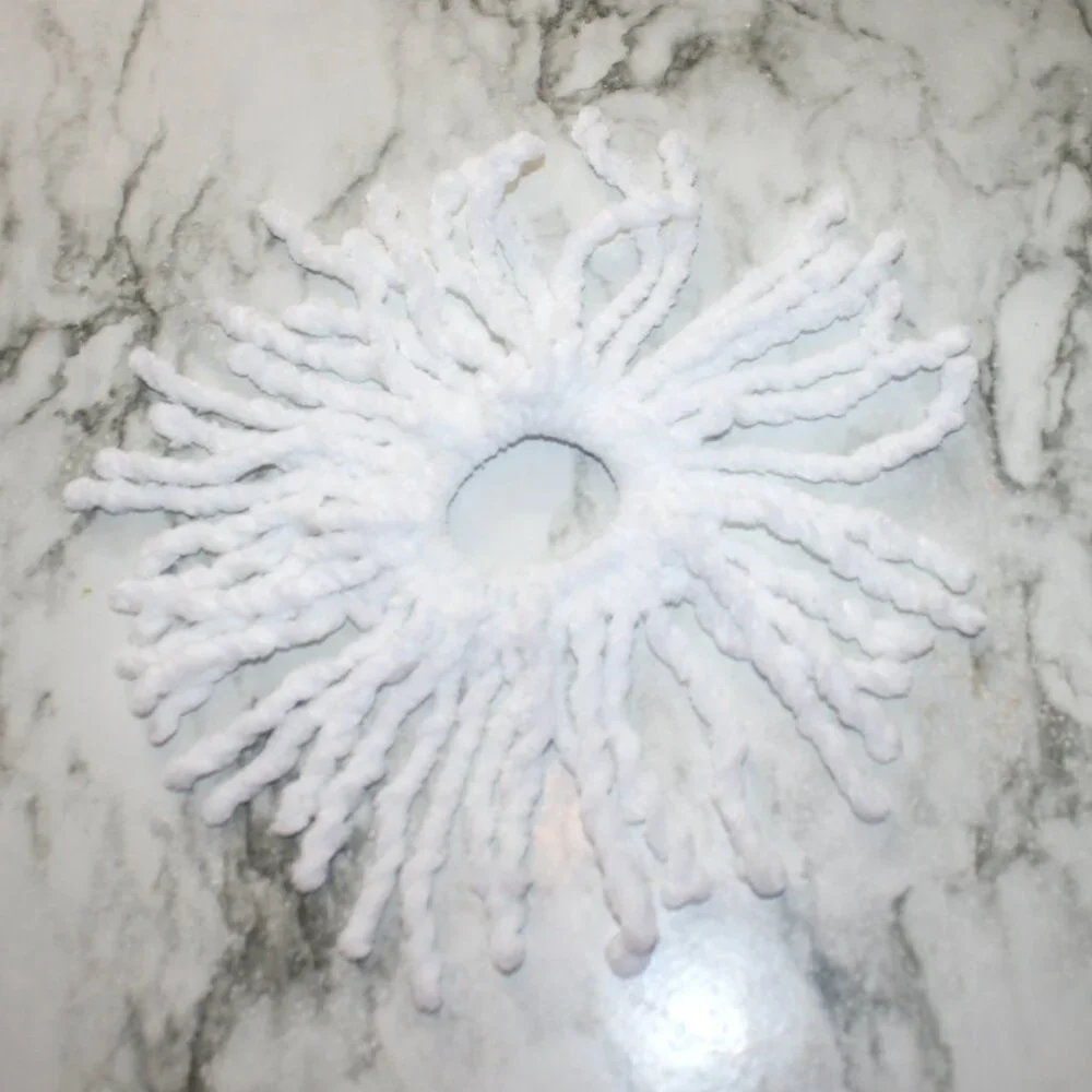 HAND CRAFTED Hair Scrunchie Fringe Crochet Kids Chenille White Cloud Dancer
